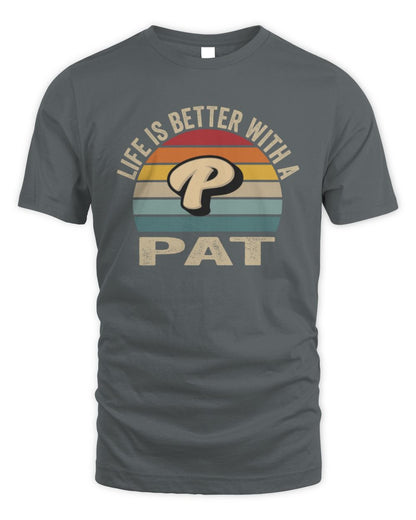 Life Is Better with Name Vintage Sun Shirt PAT M1-50 / Unisex Standard T-Shirt / charcoal