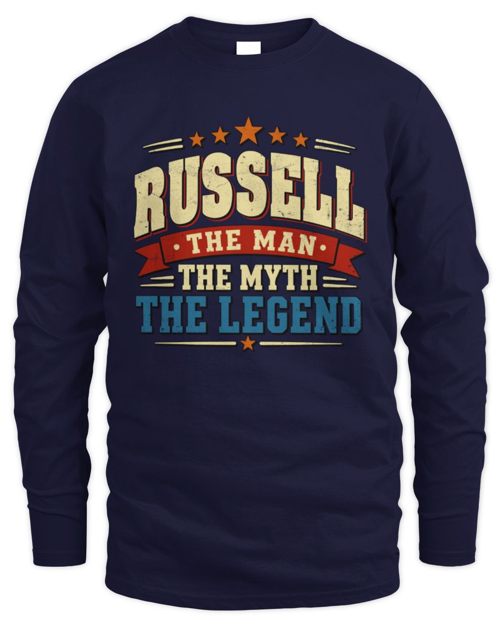 The Man The Myth The Legend Ribbon Vintage T-Shirt RUSSELL M1-56 / Men's Long Sleeved T-Shirt / navy