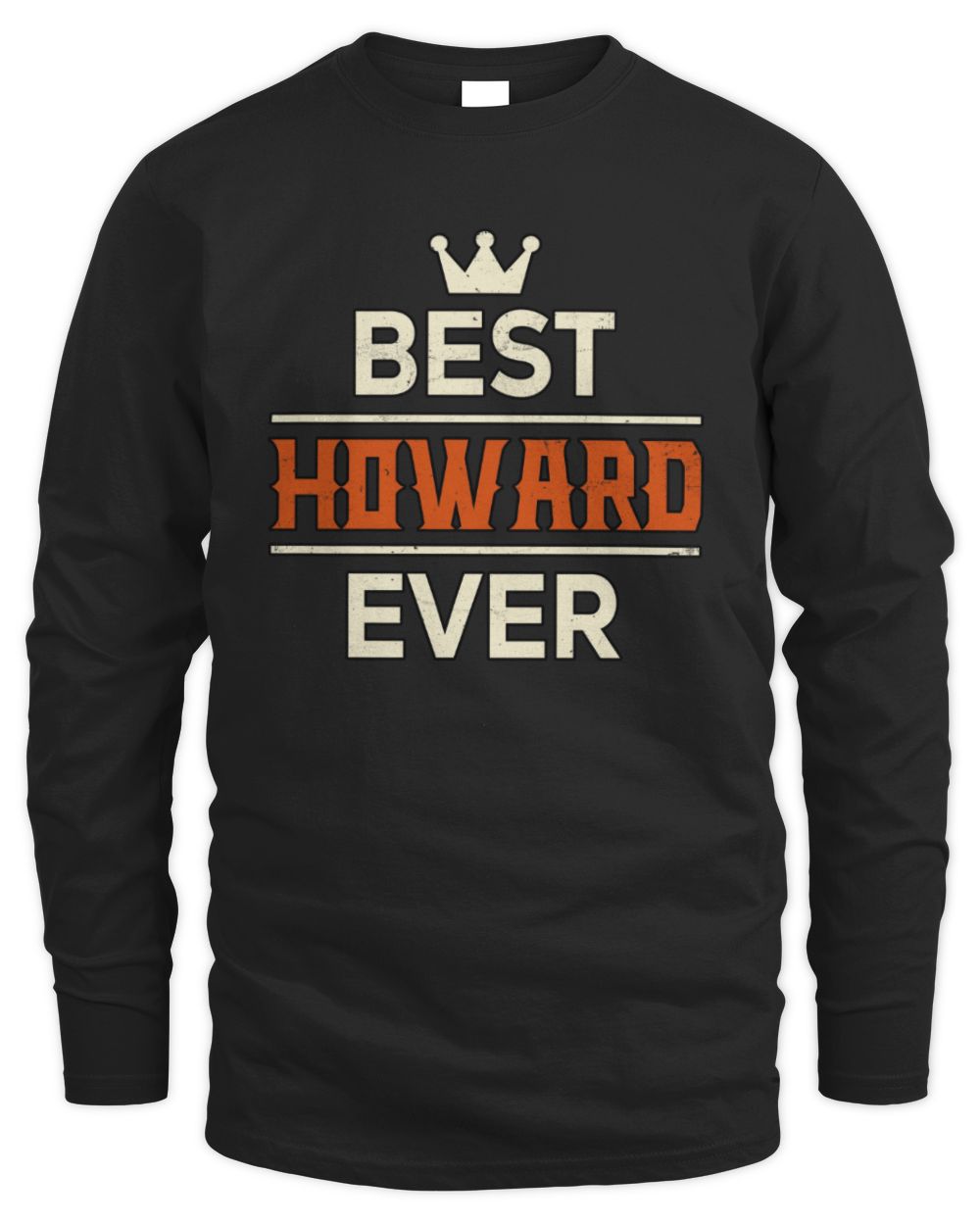 Best Your Name With Crown Shirt HOWARD M1-59 / Men's Long Sleeved T-Shirt / black