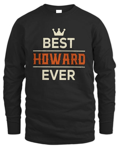 Best Your Name With Crown Shirt HOWARD M1-59 / Men's Long Sleeved T-Shirt / black
