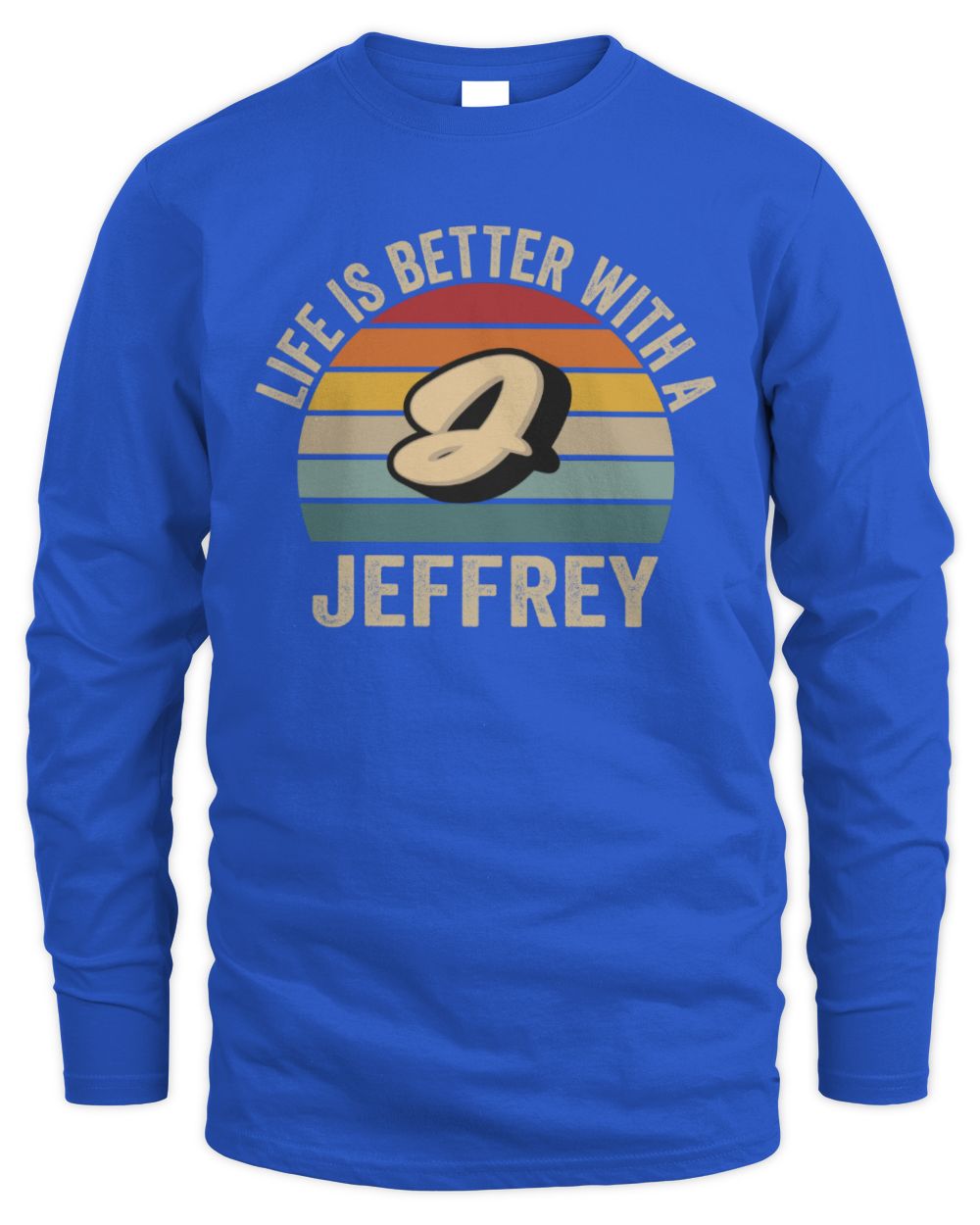 Life Is Better with Name Vintage Sun Shirt JEFFREY M1-50 / Men's Long Sleeved T-Shirt / royal