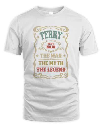 The Man The Myth The Legend Vintage Gold Wine Shirt TERRY M1-52 / Unisex Standard T-Shirt / white