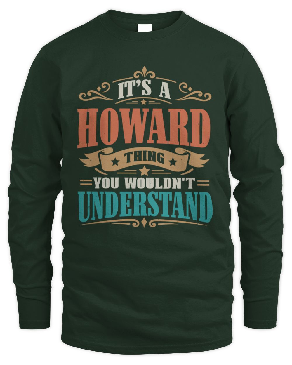 It’s a Name Thing Personalized Retro T-Shirt HOWARD M1-47 / Men's Long Sleeved T-Shirt / forest green