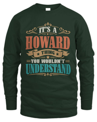It’s a Name Thing Personalized Retro T-Shirt HOWARD M1-47 / Men's Long Sleeved T-Shirt / forest green