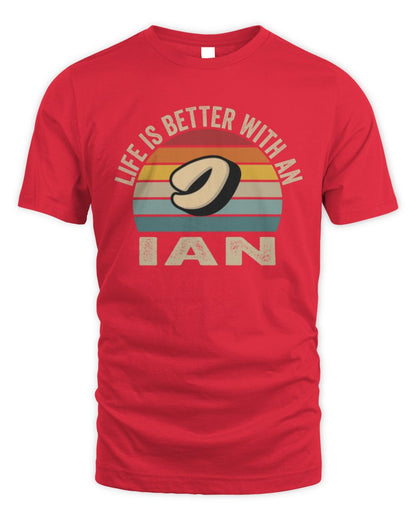Life Is Better with Name Vintage Sun Shirt IAN M1-50 / Unisex Standard T-Shirt / red