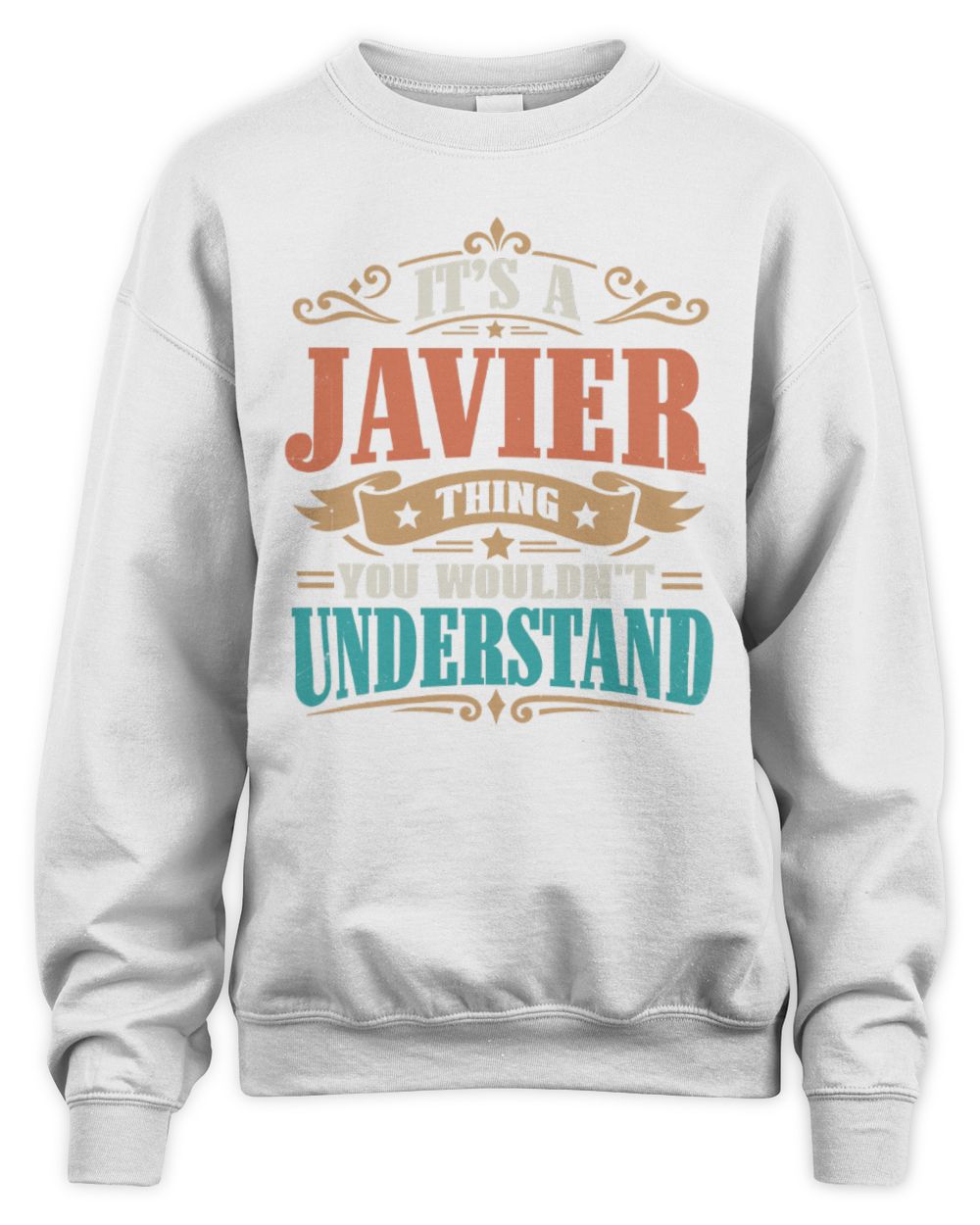 It’s a Name Thing Personalized Retro T-Shirt JAVIER M1-47 / Unisex Sweatshirt / white