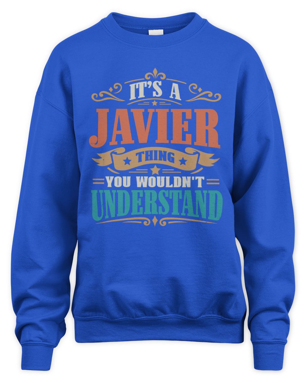 It’s a Name Thing Personalized Retro T-Shirt JAVIER M1-47 / Unisex Sweatshirt / royal