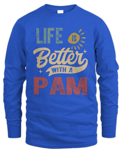 Life Is Better With a Name Personalized Retro T-Shirt PAM-48 / Men's Long Sleeved T-Shirt / royal