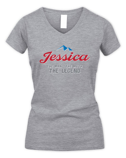 The Man The Myth The Legend Coors Light Beer T-Shirt JESSICA M1-S84 / Women's V-Neck T-Shirt / sport grey