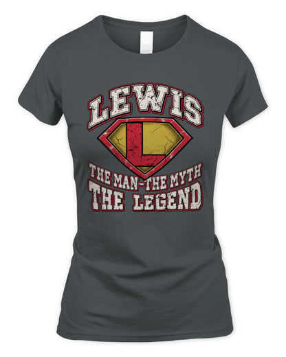 The Man The Myth The Legend Superman Graphic T-Shirt LEWIS M1-74 / Women's Standard T-Shirt / charcoal