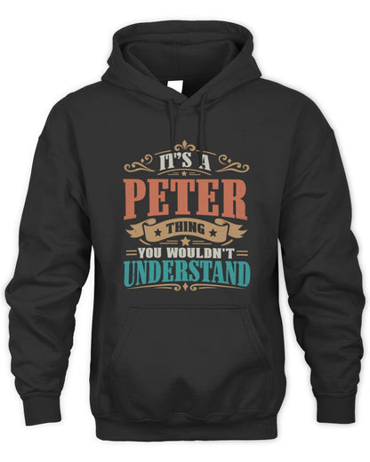 It’s a Name Thing Personalized Retro T-Shirt PETER M1-47 / Unisex Hoodie / black