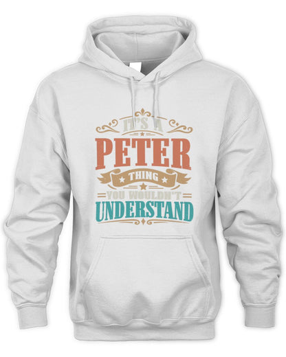 It’s a Name Thing Personalized Retro T-Shirt PETER M1-47 / Unisex Hoodie / white