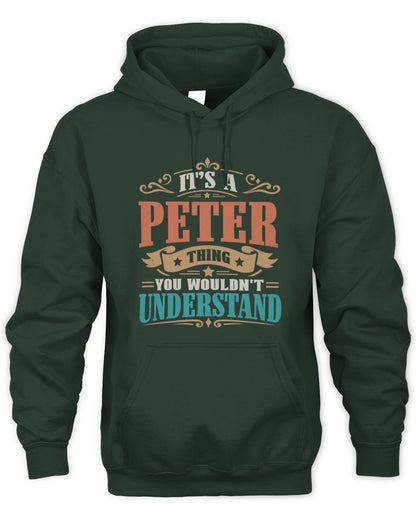 It’s a Name Thing Personalized Retro T-Shirt PETER M1-47 / Unisex Hoodie / forest green