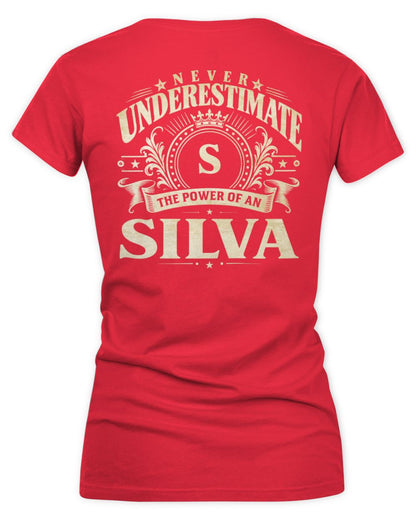 Never Underestimate Your Name Luxury Logo Shirt SILVA M1-63 / Women's V-Neck T-Shirt / red