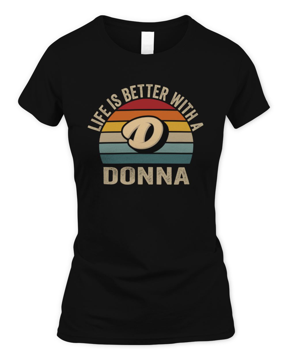 Life Is Better with Name Vintage Sun Shirt DONNA M1-50 / Women's Standard T-Shirt / black