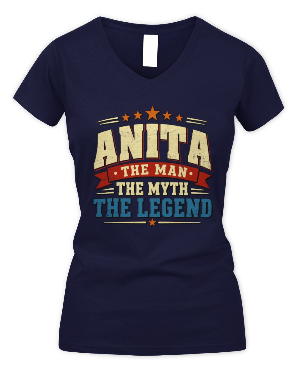 The Man The Myth The Legend Ribbon Vintage T-Shirt ANITA M1-56 / Women's V-Neck T-Shirt / navy