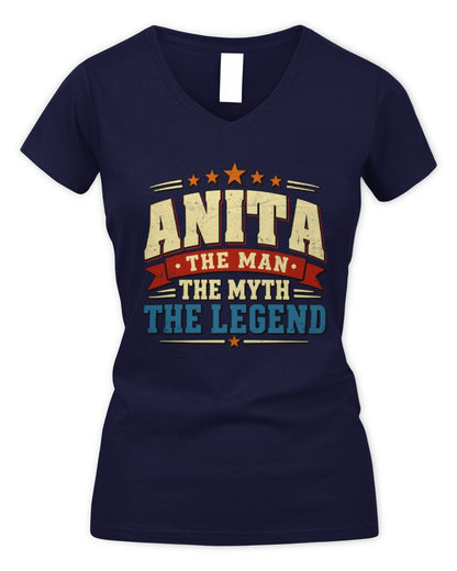 The Man The Myth The Legend Ribbon Vintage T-Shirt ANITA M1-56 / Women's V-Neck T-Shirt / navy
