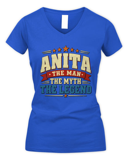 The Man The Myth The Legend Ribbon Vintage T-Shirt ANITA M1-56 / Women's V-Neck T-Shirt / royal