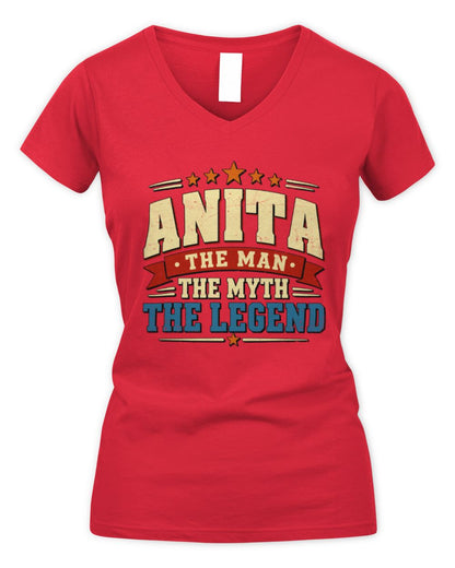The Man The Myth The Legend Ribbon Vintage T-Shirt ANITA M1-56 / Women's V-Neck T-Shirt / red