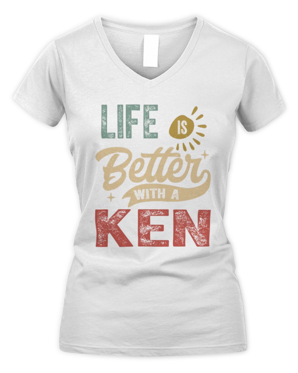 Life Is Better With a Name Personalized Retro T-Shirt KEN-48 / Women's V-Neck T-Shirt / white