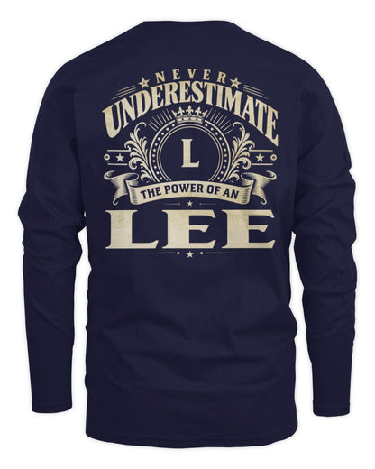 Never Underestimate Your Name Luxury Logo Shirt LEE M1-63 / Men's Long Sleeved T-Shirt / navy