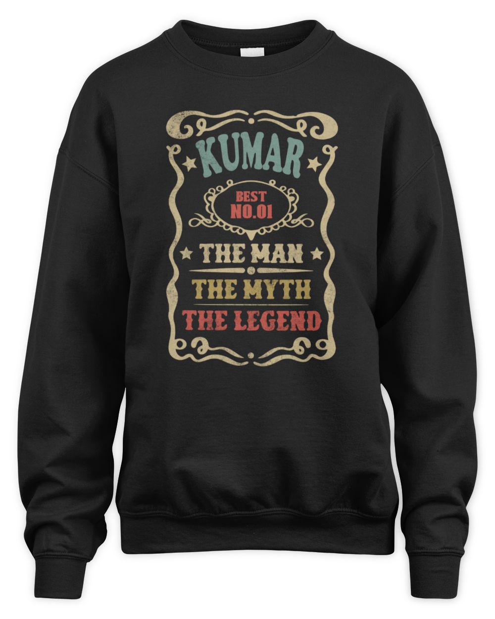 The Man The Myth The Legend Vintage Gold Wine Shirt KUMAR M1-52 / Unisex Sweatshirt / black
