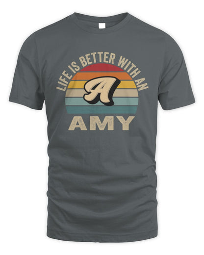 Life Is Better with Name Vintage Sun Shirt AMY M1-50 / Unisex Standard T-Shirt / charcoal
