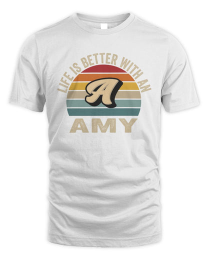 Life Is Better with Name Vintage Sun Shirt AMY M1-50 / Unisex Standard T-Shirt / white