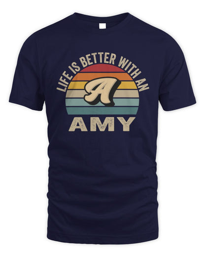 Life Is Better with Name Vintage Sun Shirt AMY M1-50 / Unisex Standard T-Shirt / navy