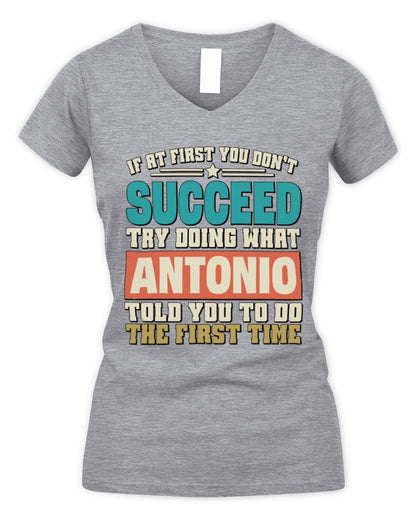 If at First You Don't Succeed Funny Vintage Shirt ANTONIO M1-53 / Women's V-Neck T-Shirt / sport grey