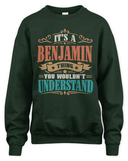 It’s a Name Thing Personalized Retro T-Shirt BENJAMIN M1-47 / Unisex Sweatshirt / forest green