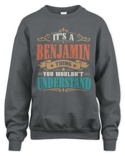 It’s a Name Thing Personalized Retro T-Shirt BENJAMIN M1-47 / Unisex Sweatshirt / charcoal