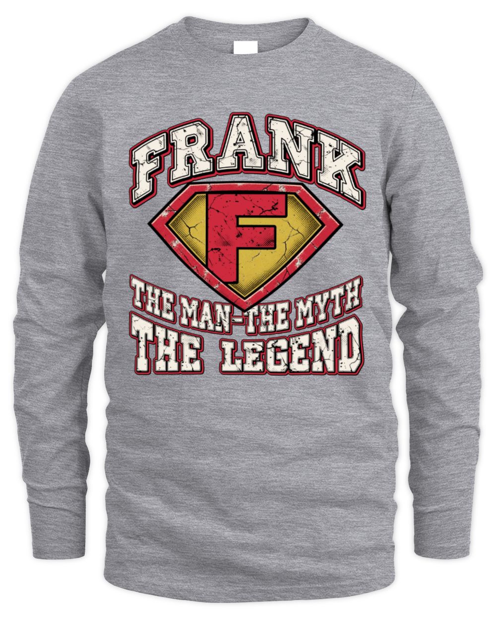 The Man The Myth The Legend Superman Graphic T-Shirt FRANK M1-74 / Men's Long Sleeved T-Shirt / sport grey