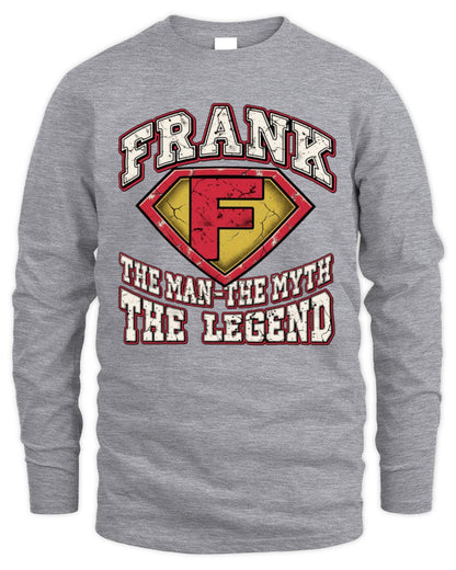 The Man The Myth The Legend Superman Graphic T-Shirt FRANK M1-74 / Men's Long Sleeved T-Shirt / sport grey