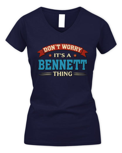 Don't Worry It's a Your Name Thing Funny Retro T-Shirt BENNETT M1-57 / Women's V-Neck T-Shirt / navy