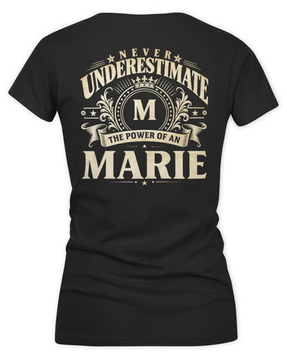 Never Underestimate Your Name Luxury Logo Shirt MARIE M1-63 / Women's V-Neck T-Shirt / black