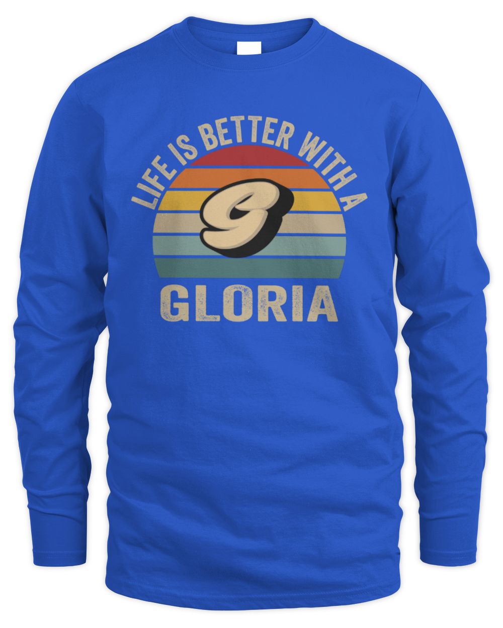 Life Is Better with Name Vintage Sun Shirt GLORIA M1-50 / Men's Long Sleeved T-Shirt / royal