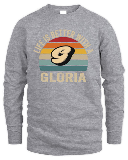 Life Is Better with Name Vintage Sun Shirt GLORIA M1-50 / Men's Long Sleeved T-Shirt / sport grey
