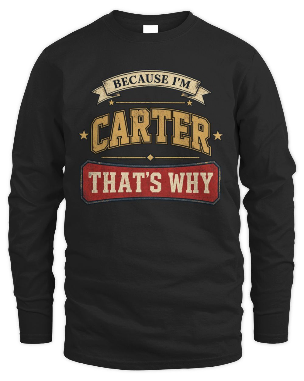 Because I'm Name That's Why Americana T-Shirt CARTER M1-S88 / Men's Long Sleeved T-Shirt / black