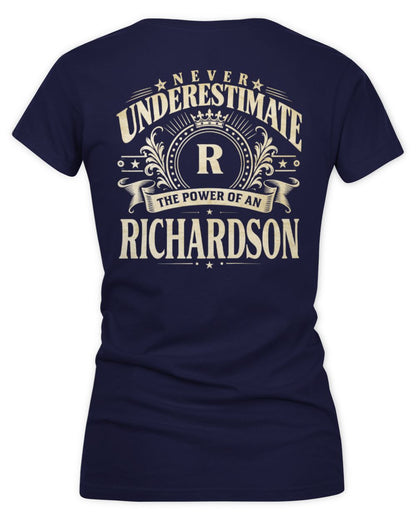 Never Underestimate Your Name Luxury Logo Shirt RICHARDSON M1-63 / Women's V-Neck T-Shirt / navy