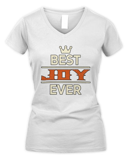 Best Your Name With Crown Shirt JOY M1-59 / Women's V-Neck T-Shirt / white