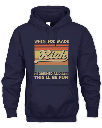 When God Made Your Name He Grinned Vintage T-Shirt RICH M1-55 / Unisex Hoodie / navy