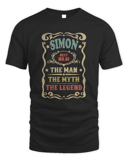The Man The Myth The Legend Vintage Gold Wine Shirt SIMON M1-52 / Unisex Standard T-Shirt / black