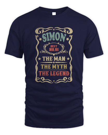 The Man The Myth The Legend Vintage Gold Wine Shirt SIMON M1-52 / Unisex Standard T-Shirt / navy