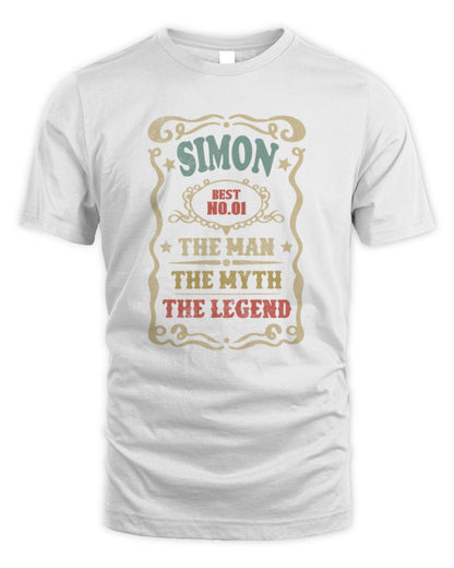 The Man The Myth The Legend Vintage Gold Wine Shirt SIMON M1-52 / Unisex Standard T-Shirt / white