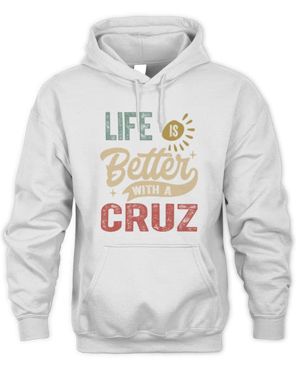 Life Is Better With a Name Personalized Retro T-Shirt CRUZ-48 / Unisex Hoodie / white