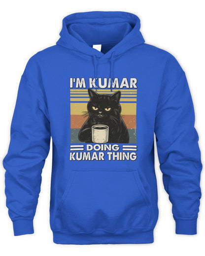 I'm Name Doing Name Thing Grumpy Black Cat Shirt KUMAR M1-79 / Unisex Hoodie / royal