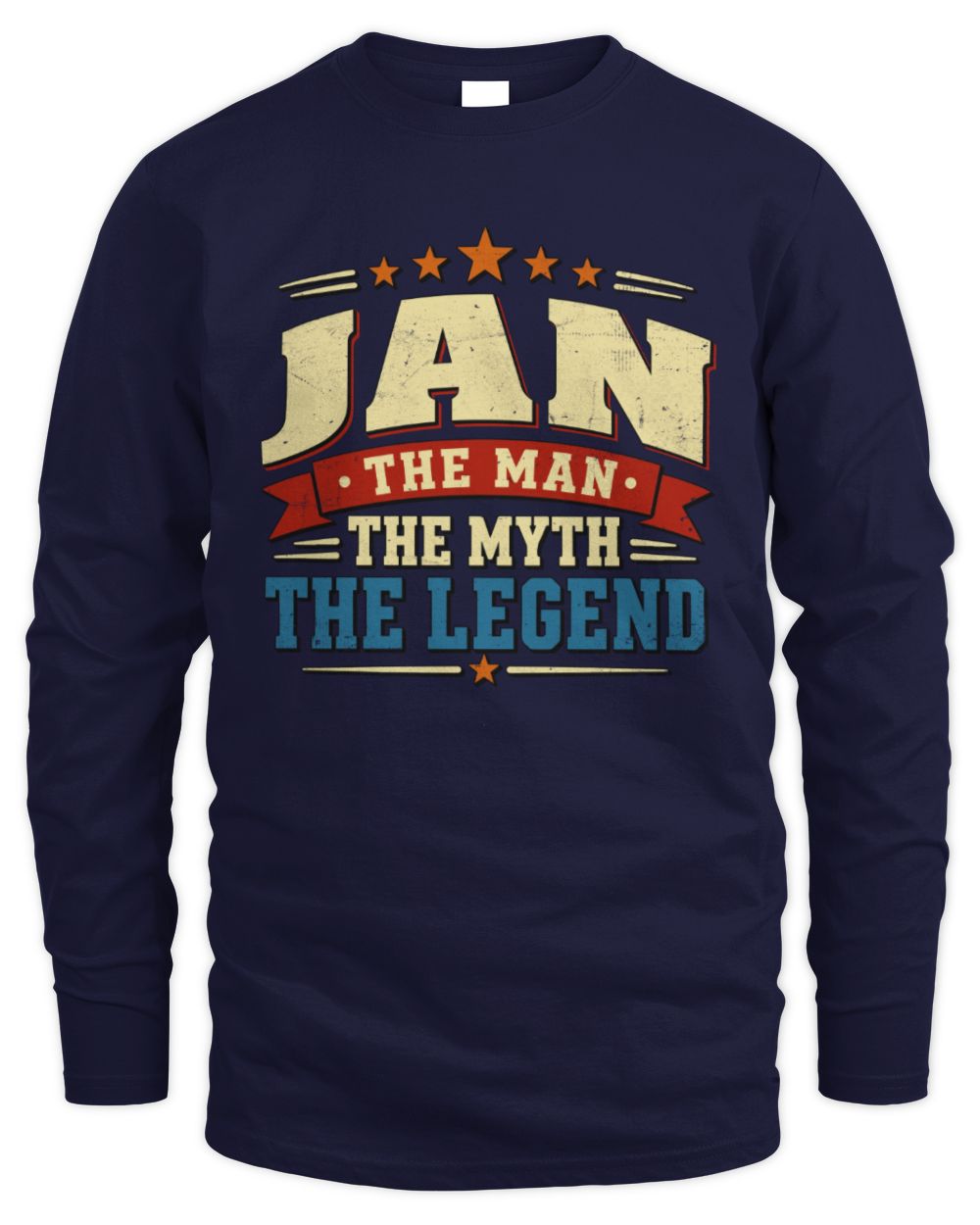 The Man The Myth The Legend Ribbon Vintage T-Shirt JAN M1-56 / Men's Long Sleeved T-Shirt / navy