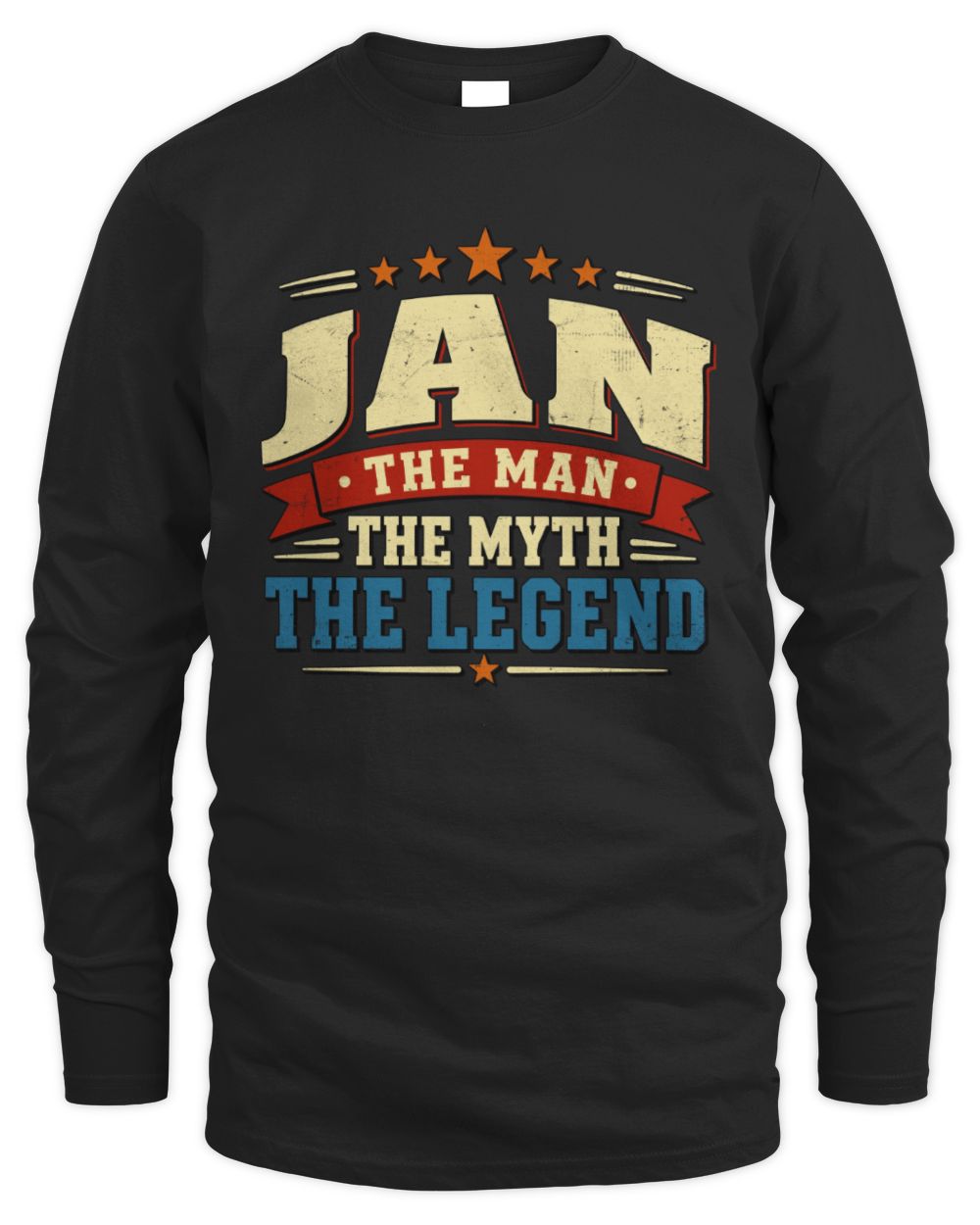 The Man The Myth The Legend Ribbon Vintage T-Shirt JAN M1-56 / Men's Long Sleeved T-Shirt / black