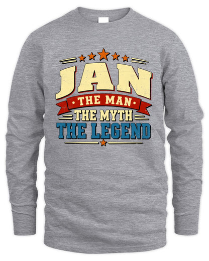 The Man The Myth The Legend Ribbon Vintage T-Shirt JAN M1-56 / Men's Long Sleeved T-Shirt / sport grey